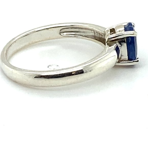 Blue Sapphire 1.15ct Platinum Finish Solid 925 Sterling Silver Ring - Picture 4 of 6